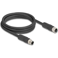 Delock M12 Kabel L-kodiert 4 Pin Stecker zu Buchse PUR schle, Elektronikkabel + Stecker, Schwarz