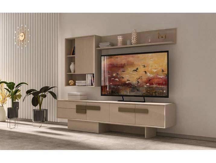 Xlmoebel TV-Schrank Stilvolle TV-Unit mit Regalen und praktischem Stauraum (TV-Unit mit Regalen) Made in Europa