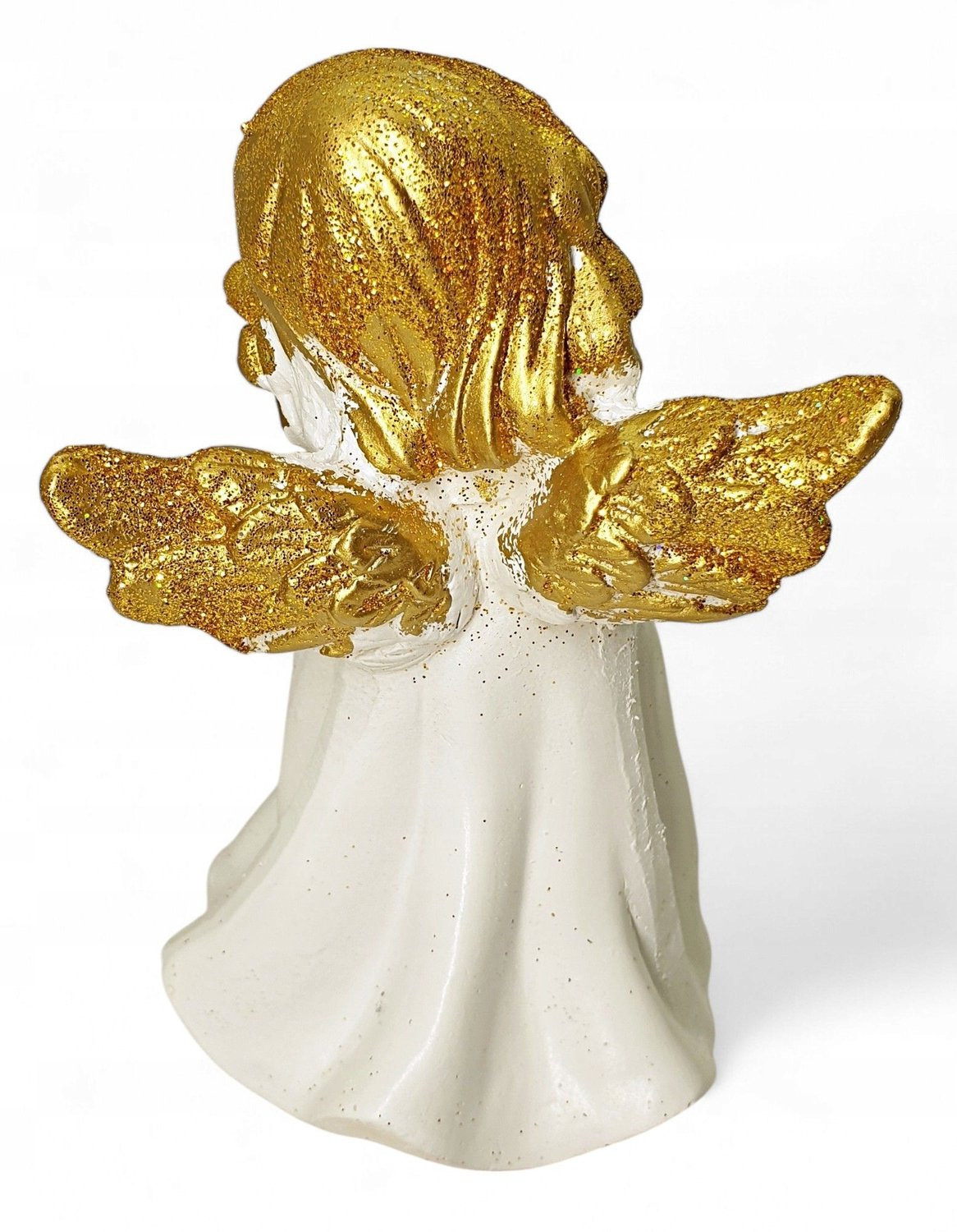 Decoratieve Engel Figuur met Glitter - Wit - Hoogte: 13 cm
