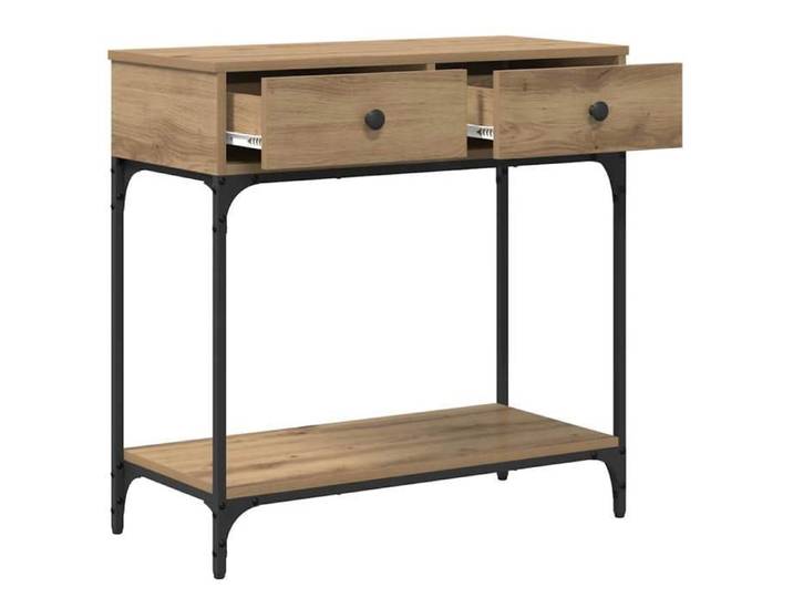 [1 pc]Console de Rangement - Marron - Table console/armoire latérale - avec tiroir chêne artisanal 75x34 54483
