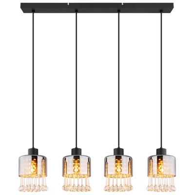 GLOBO LIGHTING Hängeleuchte "HENDRY", schwarz (schwarz matt), 4, H: 120cm, 1 Stk., Leuchten, Hängeleuchte für Esszimmer Kristall modern, Hängeleuchte