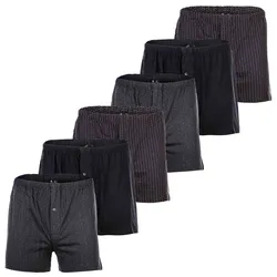 YOURBASICS Herren Jersey-Boxershorts, 6er Pack - Cotton, Eingriff mit Knopf, Muster, Multipack SchwarzMix / L