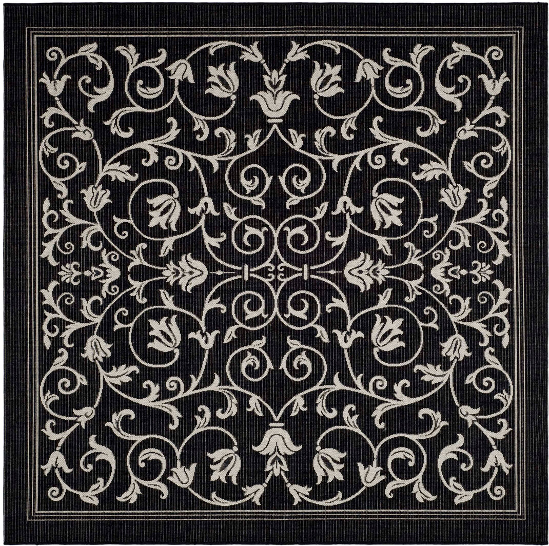 Rosalind Wheeler Paisley Indoor/Outdoor Area Rug Black Square 201 cm