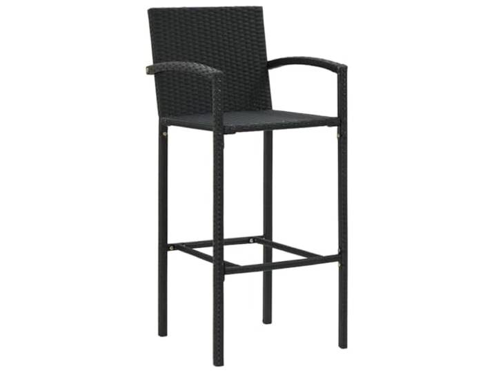 GFEROMRF Barhocker 4 STK. Schwarz Poly Rattan Wetterfest, Stahlgestell, Fußstütze, 110 kg Belastbar, für Balkon und Terrasse