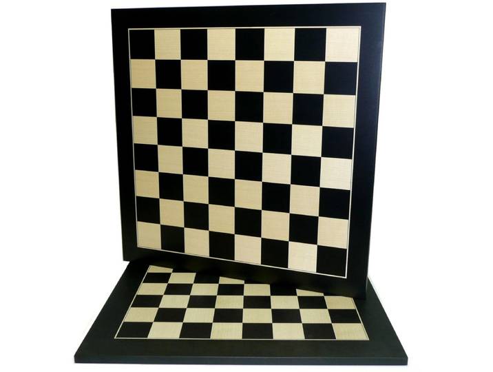 HOT Games Schaakbord - Schaakbord - Zwart/Ahorn ingelegd - 55mm x 52cm