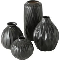 Boltze Vase Zalina 4-teilig schwarz, Blumenvase, Keramik Vase für Blumen