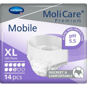 Hartmann Inkontinenz-Pants MoliCare Mobile, Unisex, Größe XL (130-170cm), Einweg, 8 Tropfen, 14 Stück