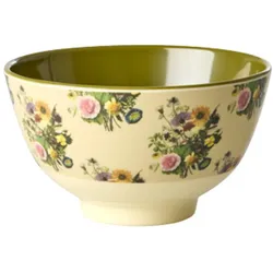 RICE Kleine Melamin Schale Retro Bouquet, H6 Ø11 cm, 300 ml