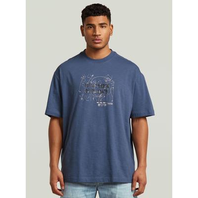 T-Shirt G-STAR "Coord Graphic Relaxed T-Shirt", Herren, Gr. M, blau (rank blau), Obermaterial: 100% Baumwolle, Shirts T-Shirt