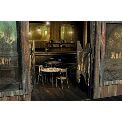 Fototapete PAPERMOON "SALOON-WILD WEST NOSTALGIE RETRO VINTAGE BAR COWBOY XXL", bunt, B:4m L:2,6m, Vlies, Tapeten