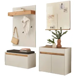 GARDEROBE 5-teilig Set weiß, Eiche Wotan 190 cm, viel Stauraum