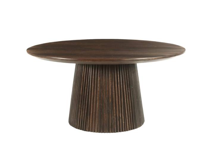 Table basse ronde d80 cm en bois massif brun