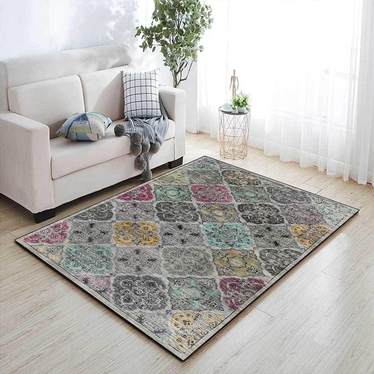 Vintage grijze deurmat met antislip onderkant, 45 x 75 cm