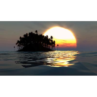 Fototapete PAPERMOON "Insel im Sonnenuntergang", bunt, B:4,5m L:2,8m, Vlies, Tapeten