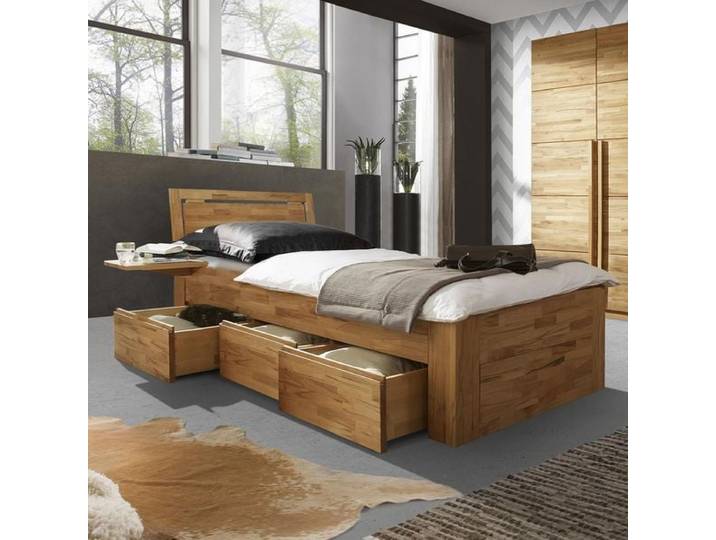Einzelbett Andalucia Komfort Kernbuche Massivholz mit Schubkasten 140x200cm höhenverstellbar