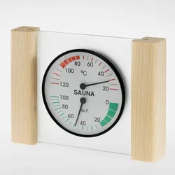 Infraworld Klimamesser mit Glas- Holzrahmen in Zeder