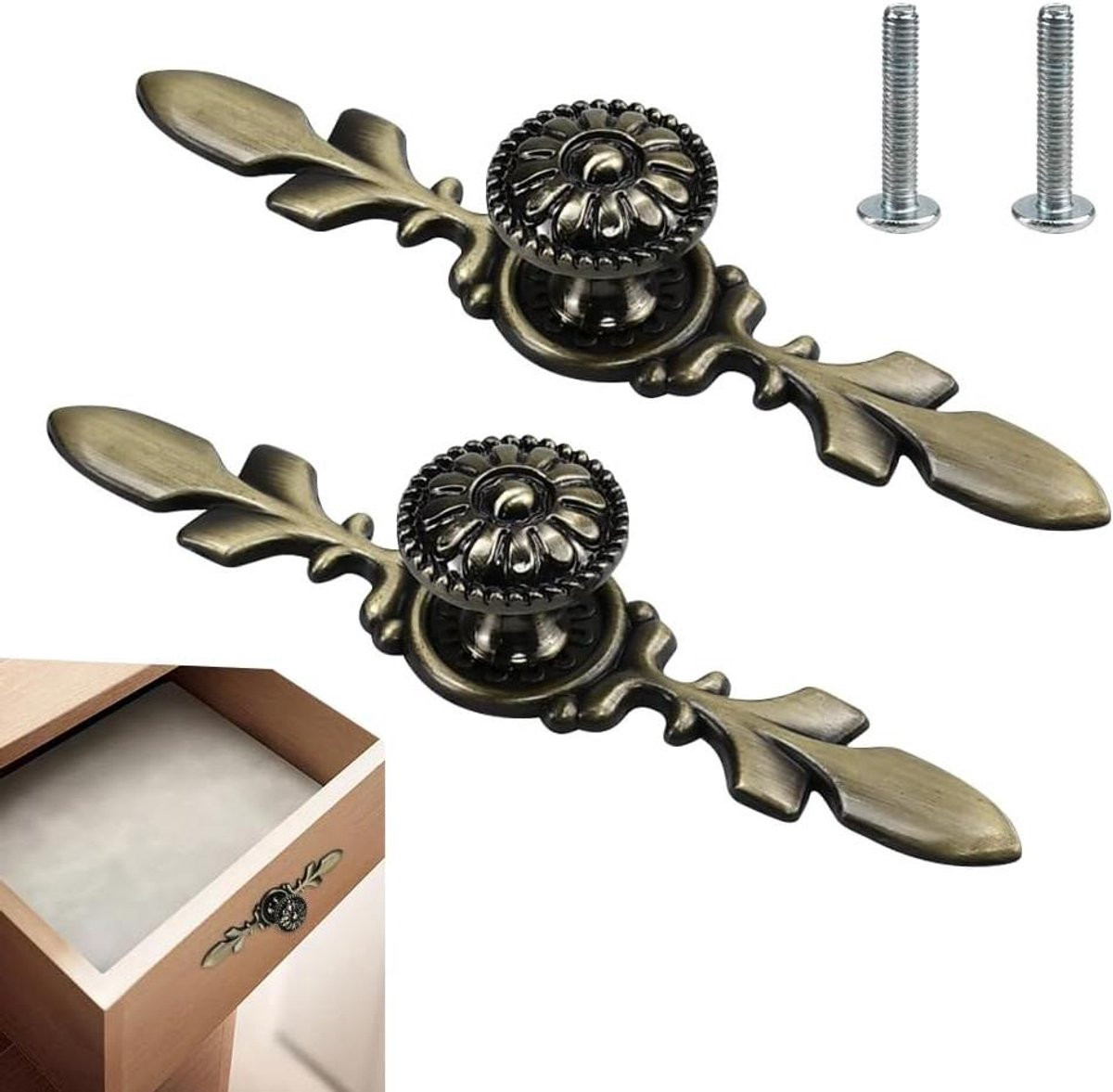 EGoods Vintage Kastknoppen - 2 stuks - Antieke bronskleur - 25 mm
