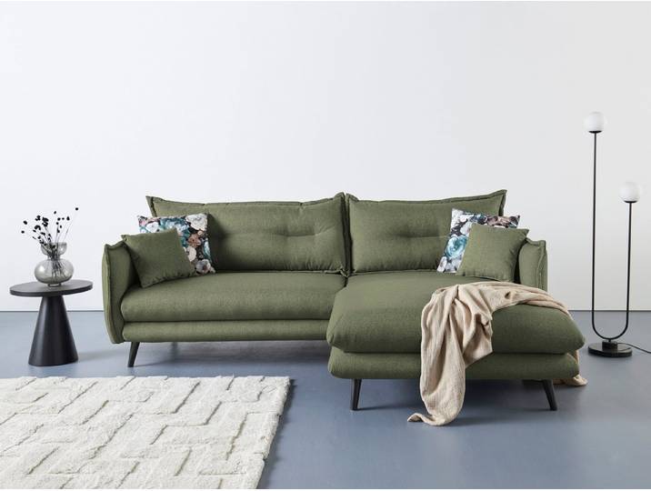Home affaire Ecksofa Levke, 255 x 180 cm, aktuelles Design: Kissen Optik, bequem, elegant, Struktur fein, L-Form, inkl. Rücken- und Zierkissen