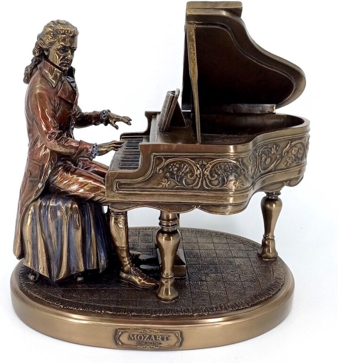 Veronese Design Mozart achter de Piano beeldfiguur, H x B x D: 20,5 x 20 x 14 cm