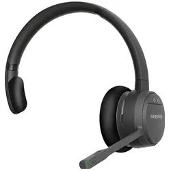 Gequdio GC-4 DECT und BT Duales Headset inkl. Basisstation (Kabellos, USB-A), Office Headset, Schwarz