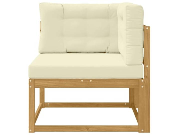 KTHLBRH Ecksofa für den Außenbereich, aus Akazienholz, weiß, 1-Sitzer Lattenrost-Design, cremefarbenes Kissen, wetterfest, pflegeleicht
