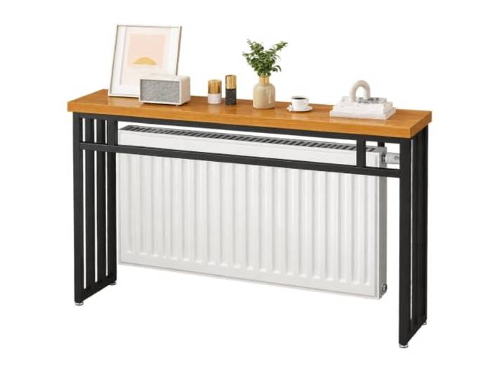 Heizkörperverkleidung, Heizungsverkleidung, Tischplatte aus Massivholz Verstärkter Stahlrahmen, 30kg Tragfähigkeit, Geeignet für Wohnzimmer, Eingangsbereiche und Büros(Black,100x90x15cm/39x35x6in)