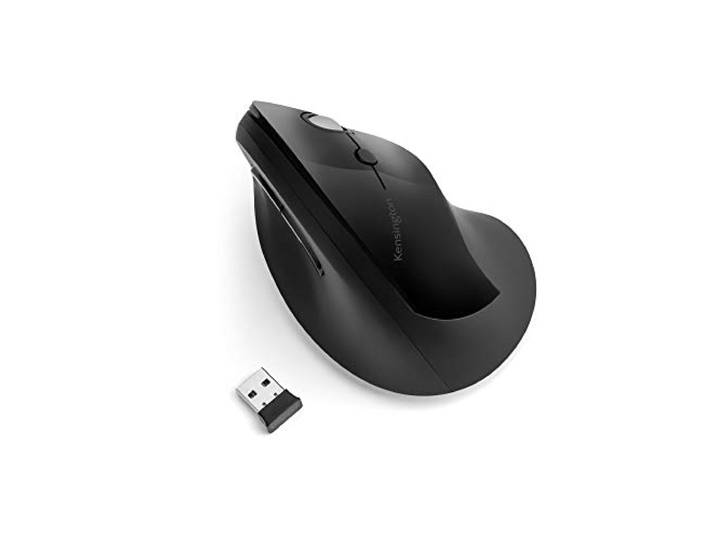 Kensington Draadloze Muis - Pro Fit Ergonomische Verticale 2.4GH Draadloze Muis Met Scrollwiel En 4 Knoppen Om Muisarm/Tenniselleboog/Voorkomen van RSI-syndroom ; Zwart (K75501EU)