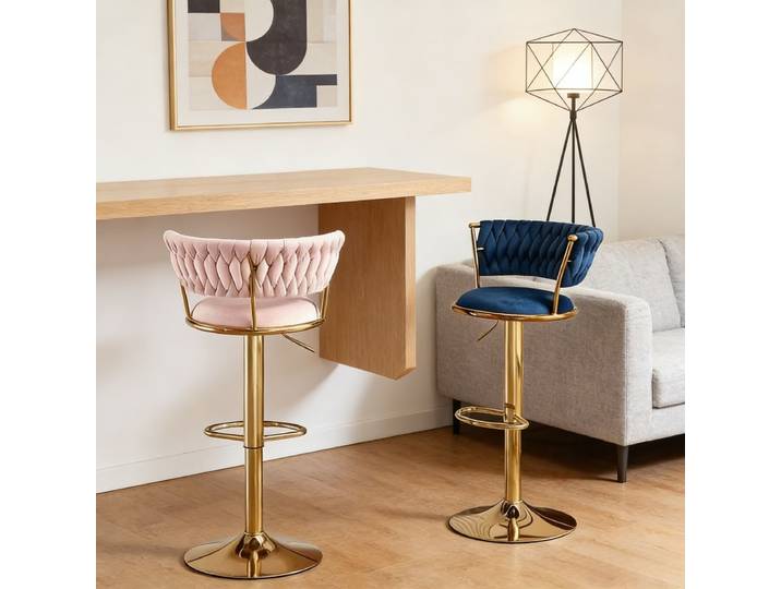 Tabouret de bar en velours nordique, chaise haute pivotante et réglable avec dossier ergonomique, mobilier de bar réglable en hauteur pour bar à domicile