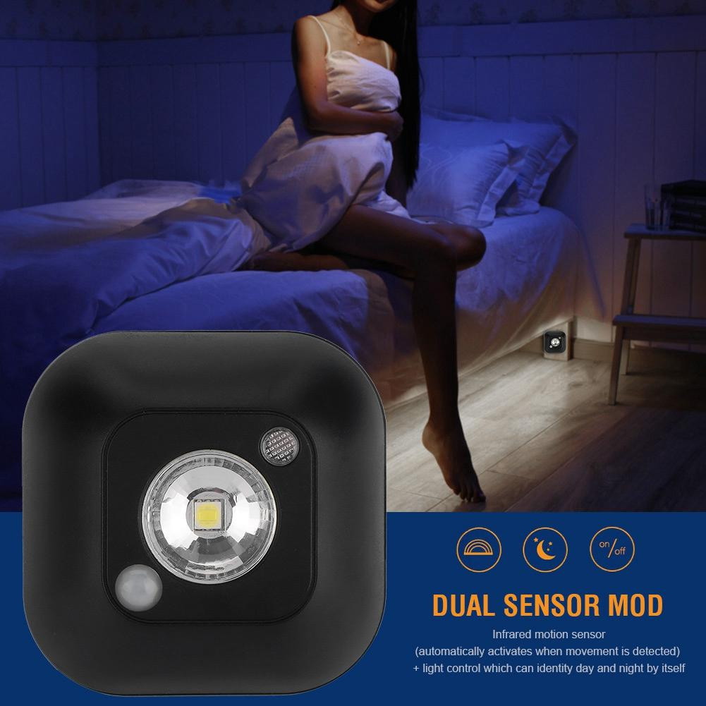 Cocosity LED Mini Draadloze Nachtlamp met Infrarood Bewegingssensor, Zwart