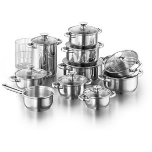 Kopf Topfset Janina 123613, Edelstahl, induktionsgeeignet, mit 8 Glasdeckeln, 8-teilig