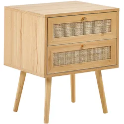 NACHTTISCH Rattan hellbraun 2 Schubladen Perote