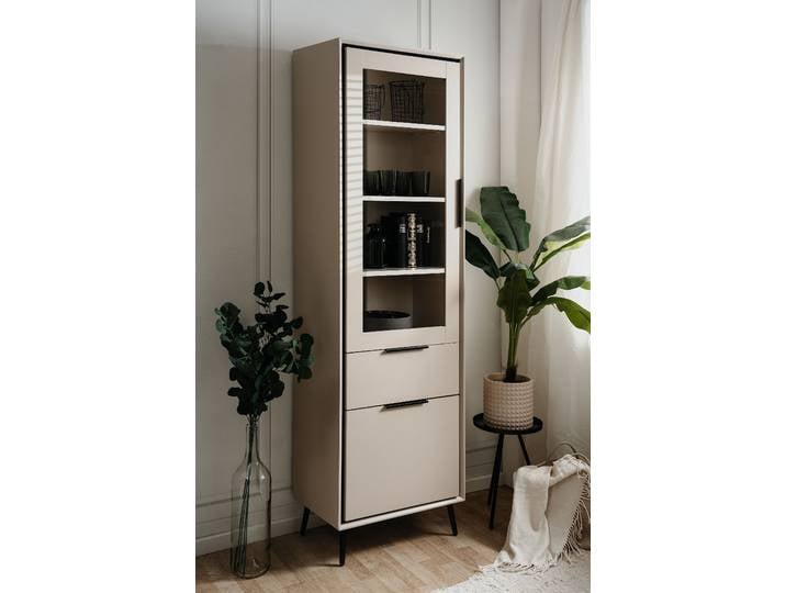 Standvitrine 60 x 200 x 38cm Beige