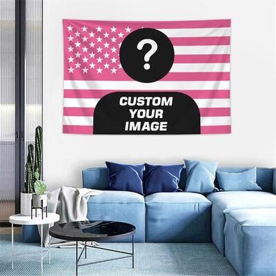 Uplifted Finds Personalized Photo Custom American Flag Tapestry Room Decor Banner For Family Pets & Idols qz004 95x73cm