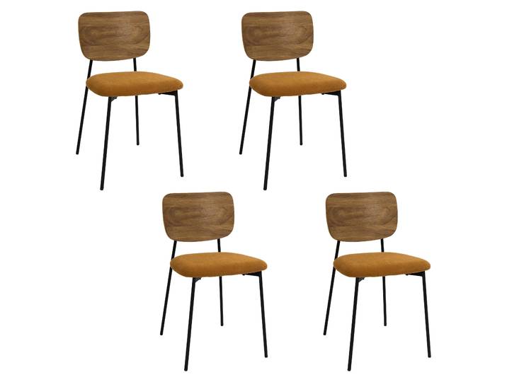 Lot de 4 Chaises - HOME DECO FACTORY - Jules - Design Épuré - Jaune