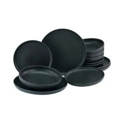 CreaTable Kombiservice  Uno , schwarz , Steinzeug/Steingut , Maße (cm): B: 40 H: 37