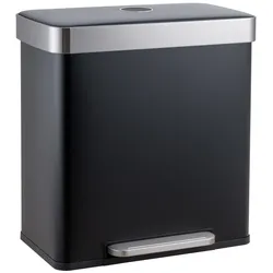 SVITA LT2X30 Mülleimer 60l Treteimer Tretmülleimer Abfalleimer 2 Fächer freistehend mit Deckel inkl. Inneneimer Schwarz