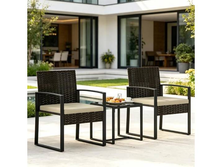 Ensemble bistro de jardin - Table bistro et deux chaises - Dimensions chaise: 55x58x76 cm
