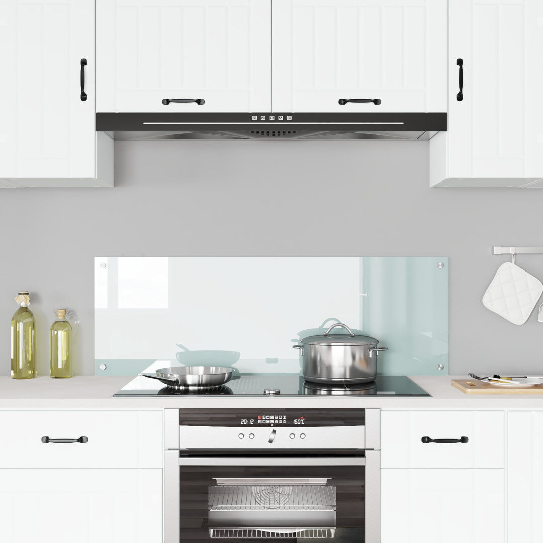 Belfry Kitchen Kitchen Backsplash Tempered Glass White 40 x 120 cm