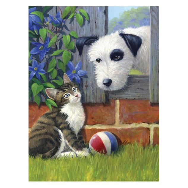 Pracht Malen nach Zahlen - Junior "Hund & Katze", DIY-Bild ca. 33 x 24 cm, inkl. 7 Acrylfarben (4670-30081)