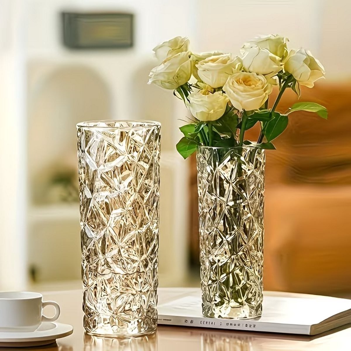 Elegante transparante glazen vaas, 25 x 10 cm