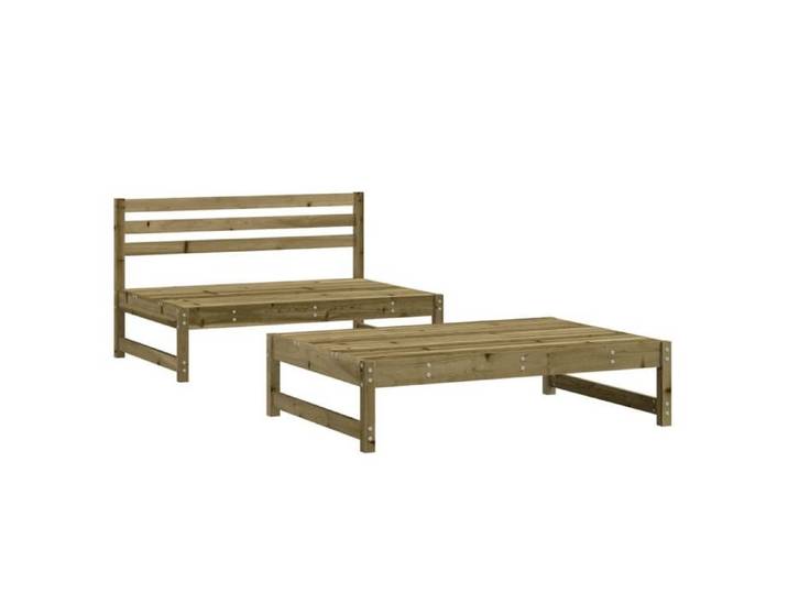 NEW 2025  Salon bas de jardin - GKK - Ensemble de 2 - bois de pin imprégné GGK654