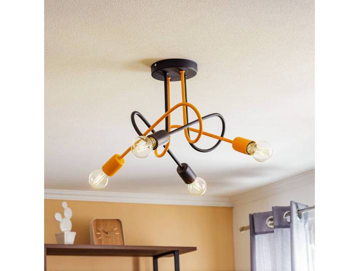 Plafondlamp Cambridge, dimbaar, zwart, Woon-/ Eetkamer, metaal, Jong wonen, plafondlamp