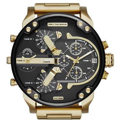 Chronograph DIESEL "MR. DADDY 2.0", gold (goldfarben, schwarz), Armbanduhren, Herren, goldfarben, Chronograph, Quarzuhr, Armbanduhr, Herren, Datum, Stoppfunktion, mehrere Zeitzonen