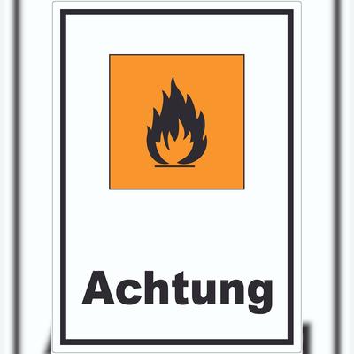 HB-Druck Aufkleber Gefahrensymbol Entzündbar Achtung Brand Flamme A1 (594x841mm)