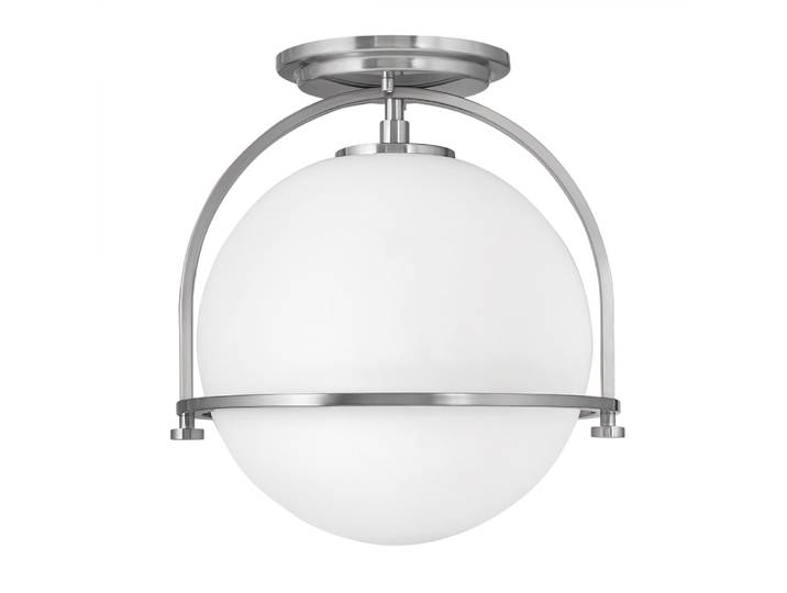 Plafonnier en acier et verre finition nickel brossé