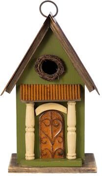 "Glitzhome 11.75""H Wooden Hand Painted Distressed Birdhouse"