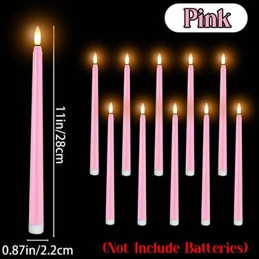 Uplift Treasures LED Flameless Flickering Taper Candles pink 96pcs