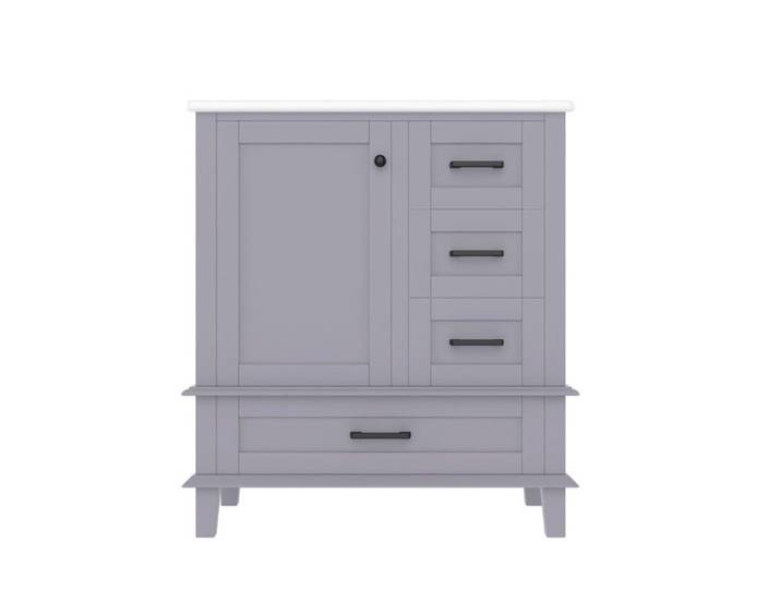 Meuble Vasque Meuble salle bain 76x46x83 5cm avec vasque céramique 3 tiroirs finition laquée grise