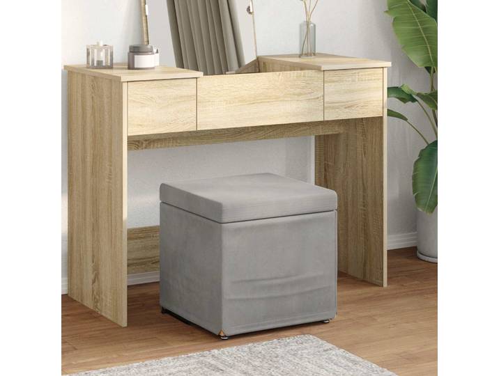 vidaXL Hocker Hellgrau 41 x 41 x 40 cm Samt und Engineering Holz