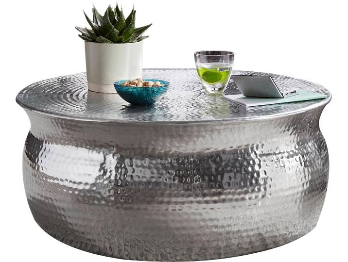 Couchtisch KARAM 75x31x75cm Aluminium Silber Beistelltisch